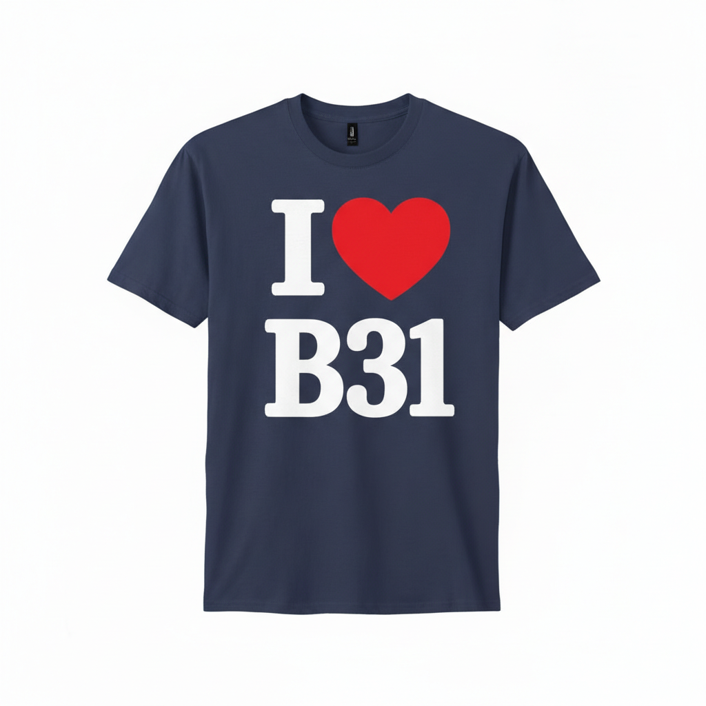 B31 - T-Shirt - I Heart B31 Design - Northfield | Longbridge | West Heath | Shenley Green | Frankley | Bartley Green