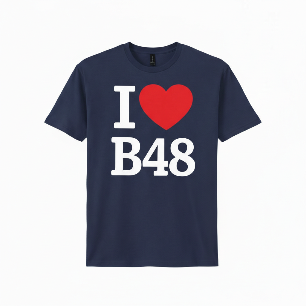 B48 - T-Shirt - I Heart B48 Design - Alvechurch | Cobley Hill | Rowney Green | Portway | Weatheroak Hill | Lea End | Arrowfield Top | Barnt Green