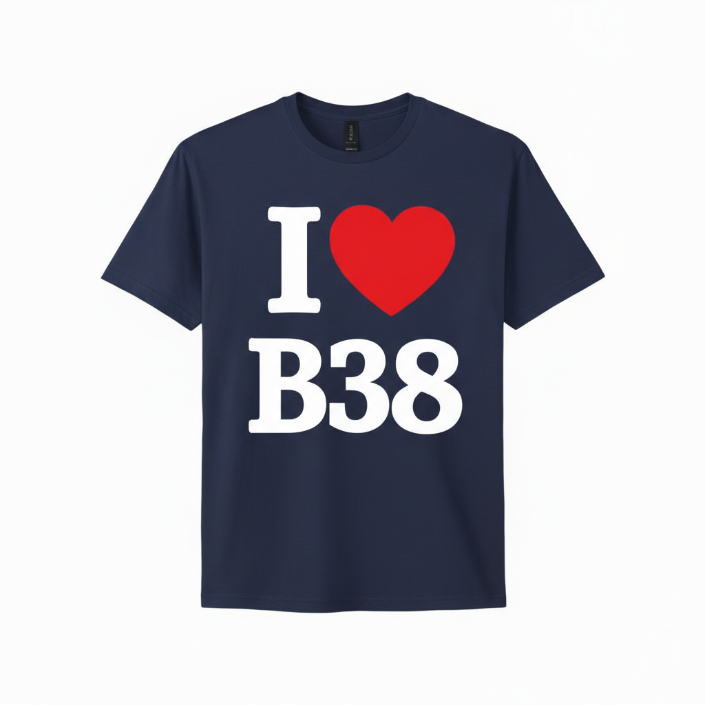 B38 - T-Shirt - I Heart B38 Design - Kings Norton | Hawkesley | Headley Heath | Forhill