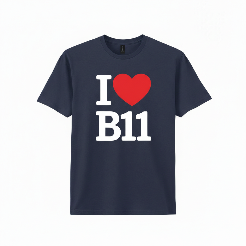 B11 - T-Shirt - I Heart B11 Design - Sparkhill | Sparkbrook | Tyseley | Greet
