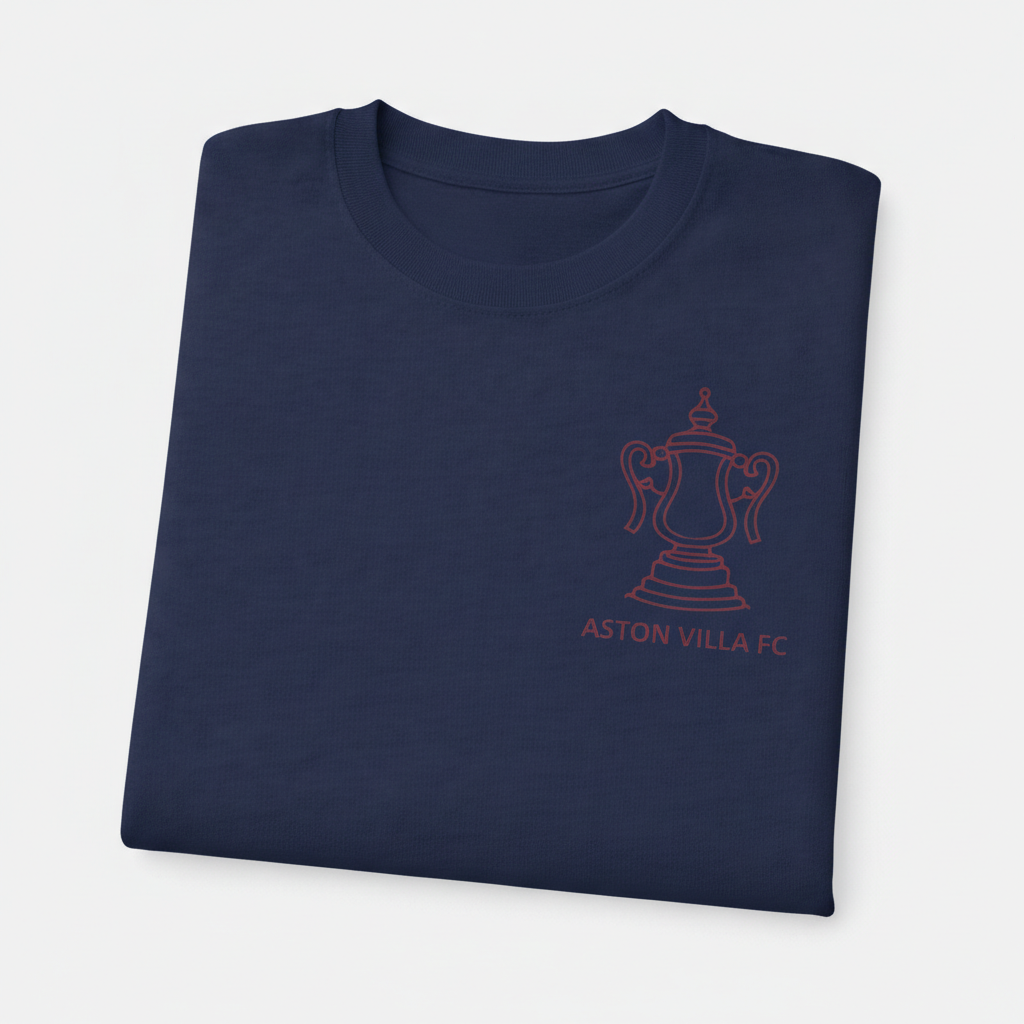 Aston Villa Victory Outline T-Shirt Gift - Minimalist Maroon Trophy Fan Apparel for Aston Villa Enthusiasts
