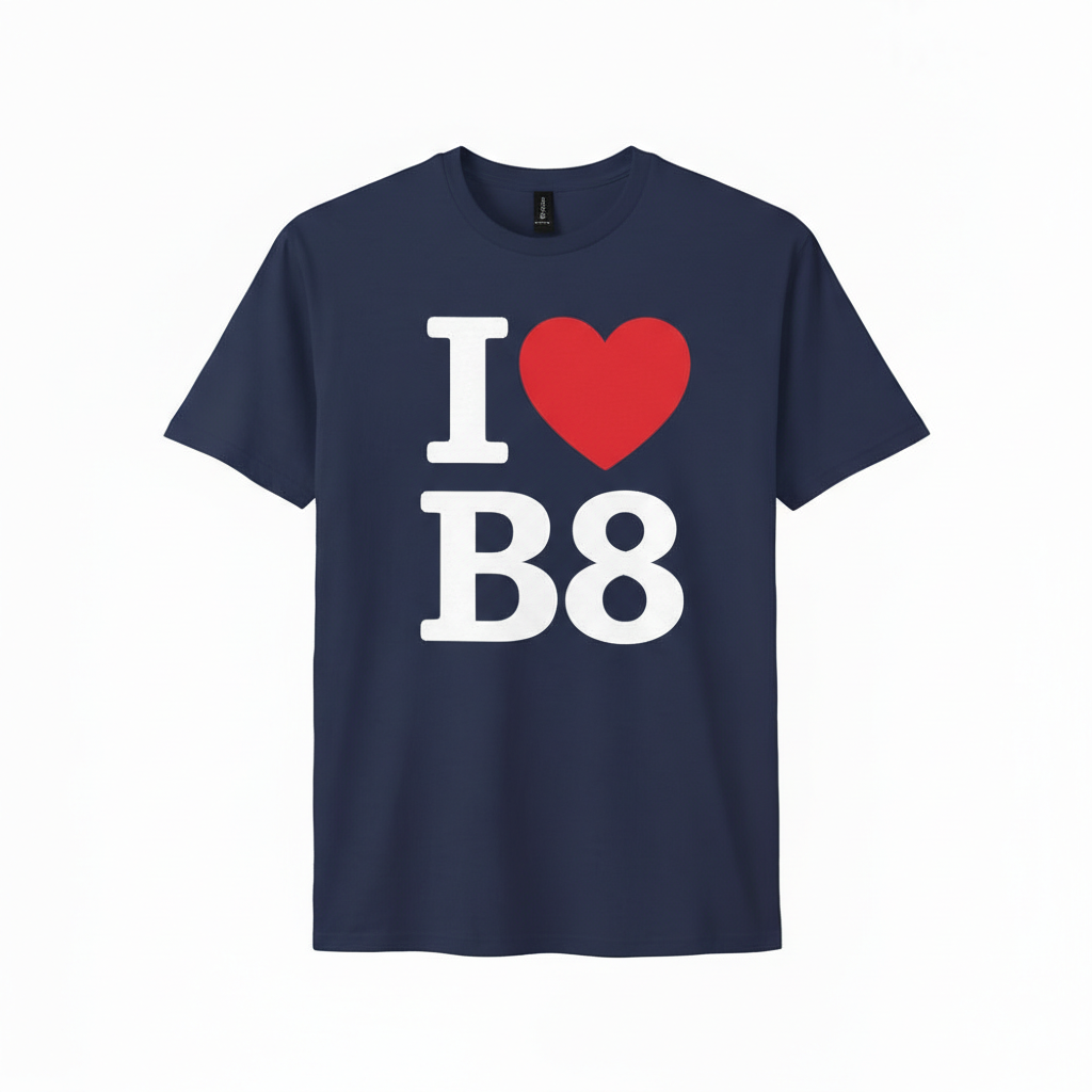 B8 - T-Shirt - I Heart B8 Design - Washwood Heath | Ward End | Saltley | Alum Rock | Pelham