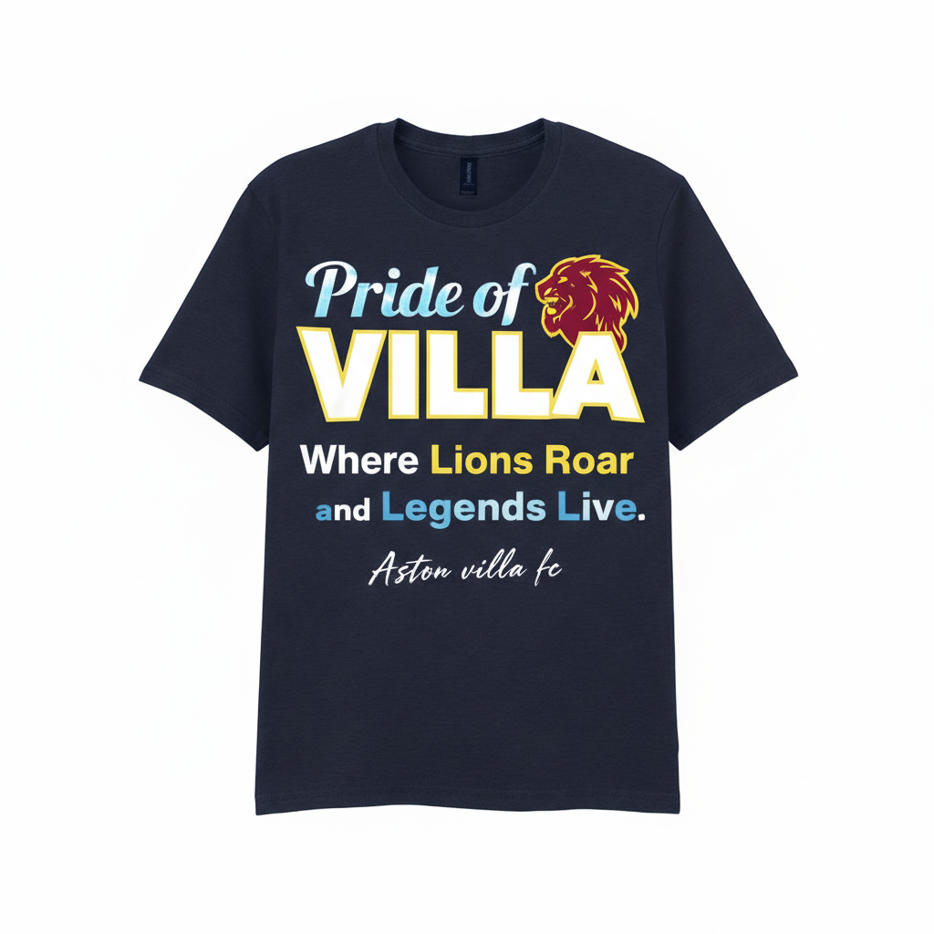 Aston Villa FC Cotton T-Shirt Gift - Pride of VILLA Lionheart Legacy Design for Football Fans