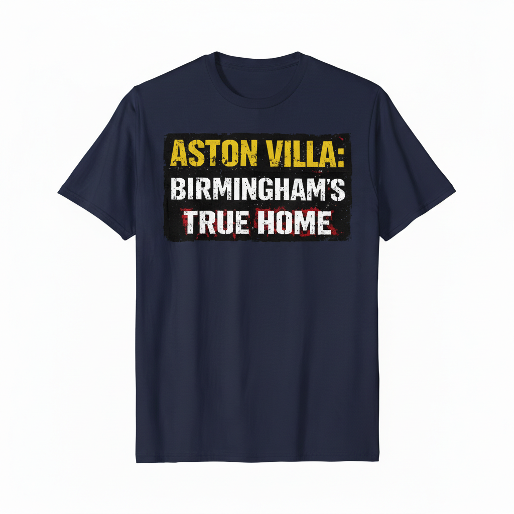 Vintage Cotton T-Shirt Gift for Aston Villa Supporters - Home Turf Design with Distressed Lettering