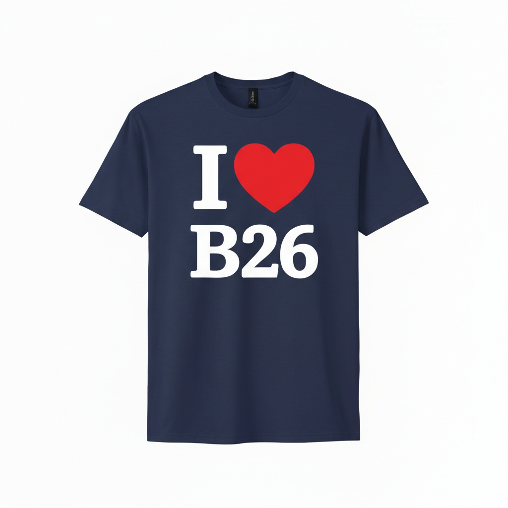 B26 - T-Shirt - I Heart B26 Design - Sheldon | Yardley | Gilbertstone | Lyndon Green | Elmdon