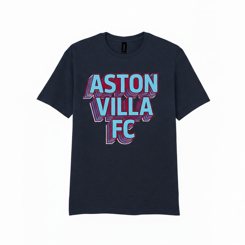 Charcoal Cotton T-Shirt Gift - Unique Aston Villa Supporter Apparel with Modern 3D Design