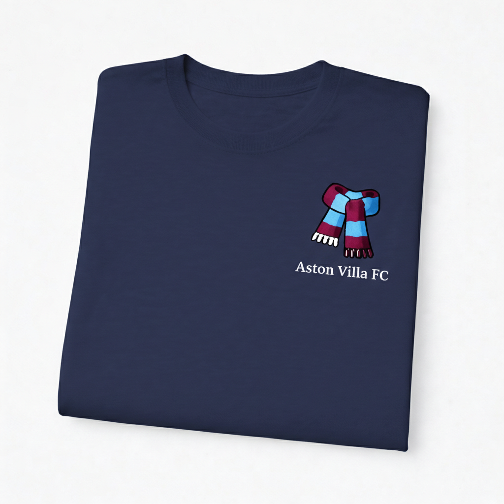 Scarlet Scarf Spirit T-Shirt - Premium Cotton Football Gift for Aston Villa Supporters