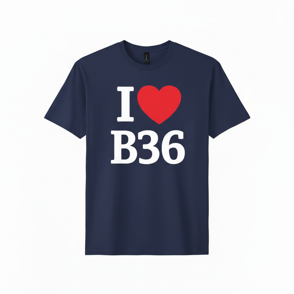 B36 - T-Shirt - I Heart B36 Design - Castle Bromwich | Smith's Wood | Bromford | Hodge Hill | Washwood Heath