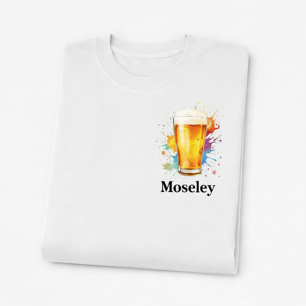 Moseley - T-Shirt - Colour Splash Design - Beer Glass