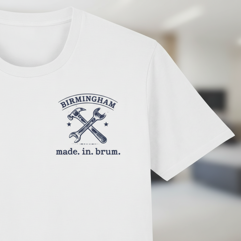 Birmingham - T-Shirt - Made in Brum Tools Badge Industrial Heritage Design