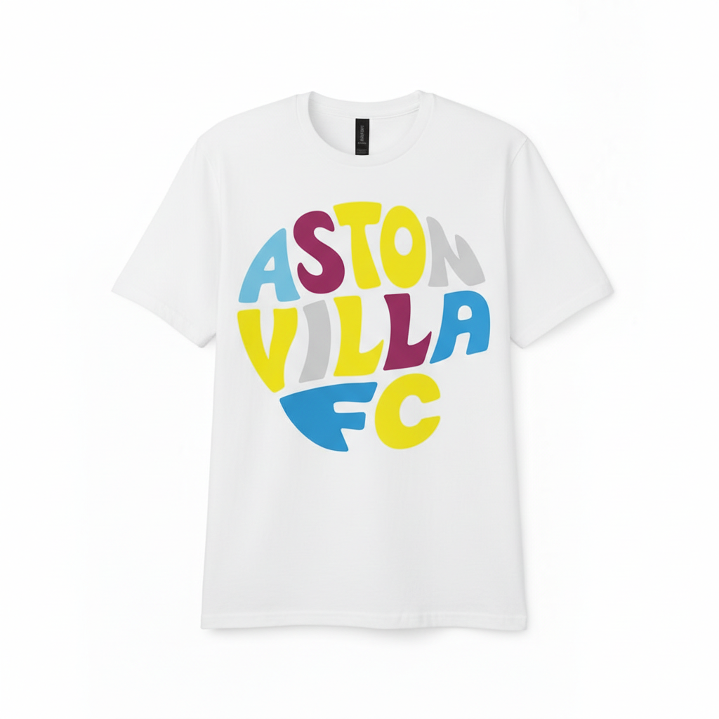 Aston Villa Football Fan T-Shirt Gift - Vibrant Villa Vibe with Colourful Design for Sports Enthusiasts