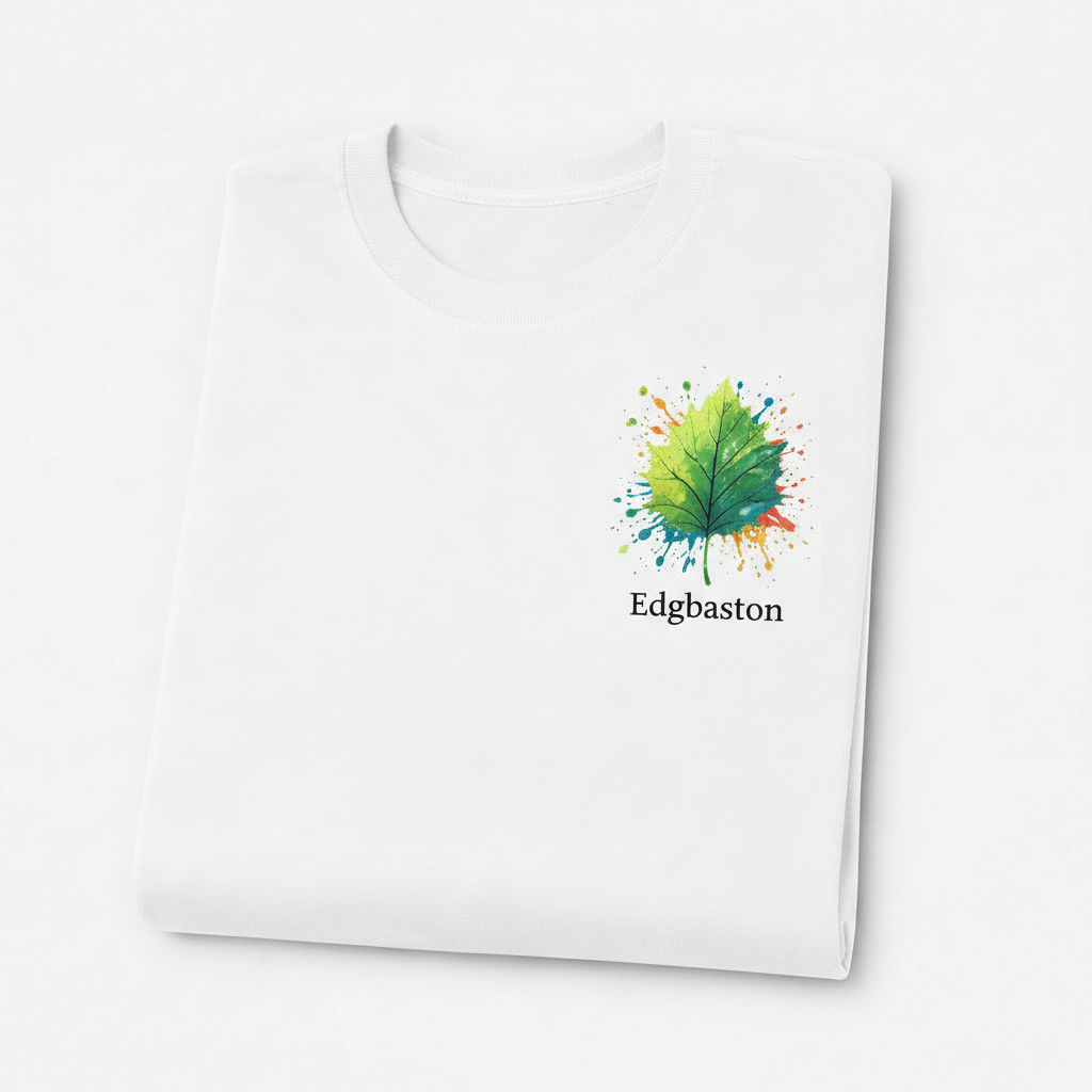 Edgbaston - T-Shirt - Colour Splash Design - Leaf