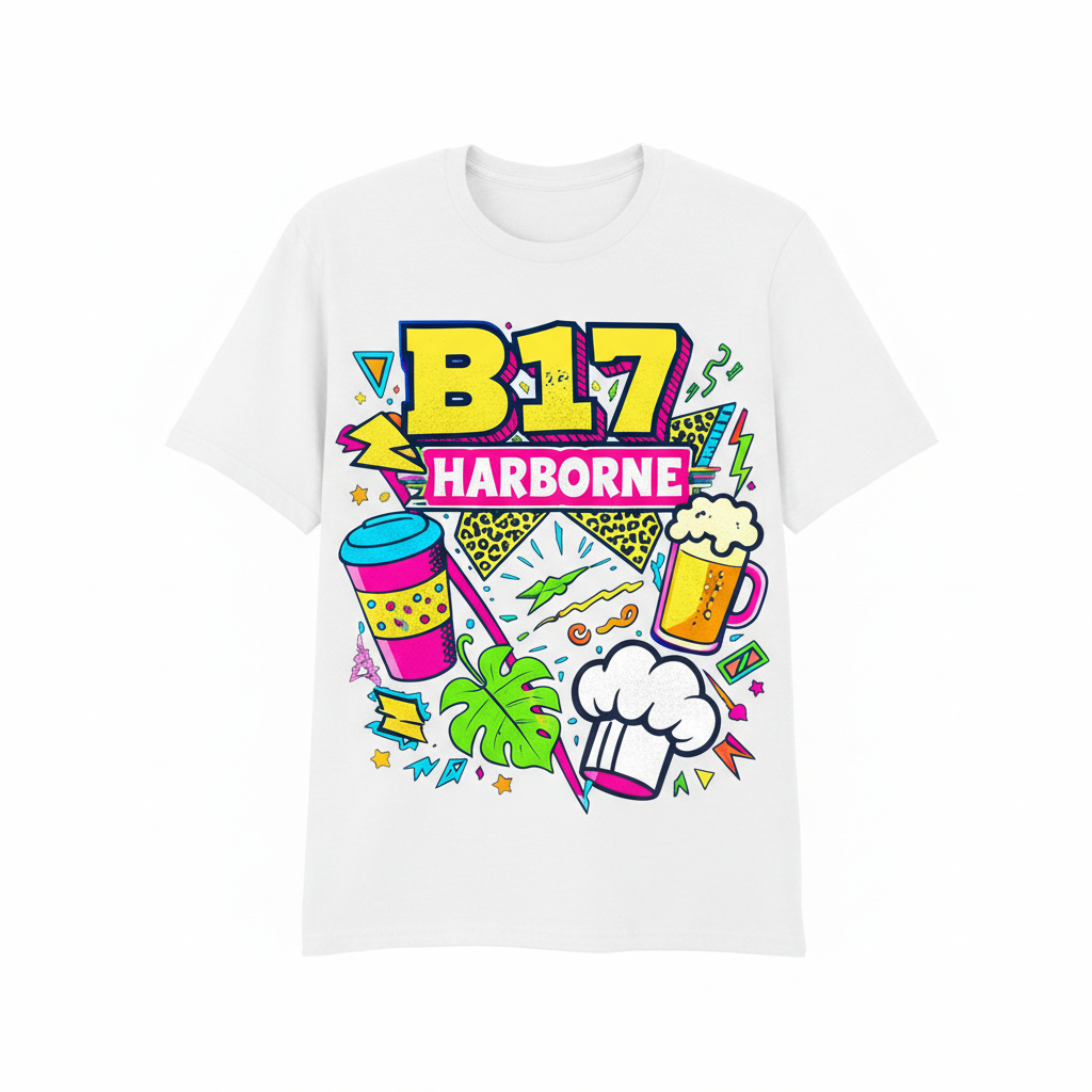 Harborne - T-Shirt - Playful Neon Vibe Design