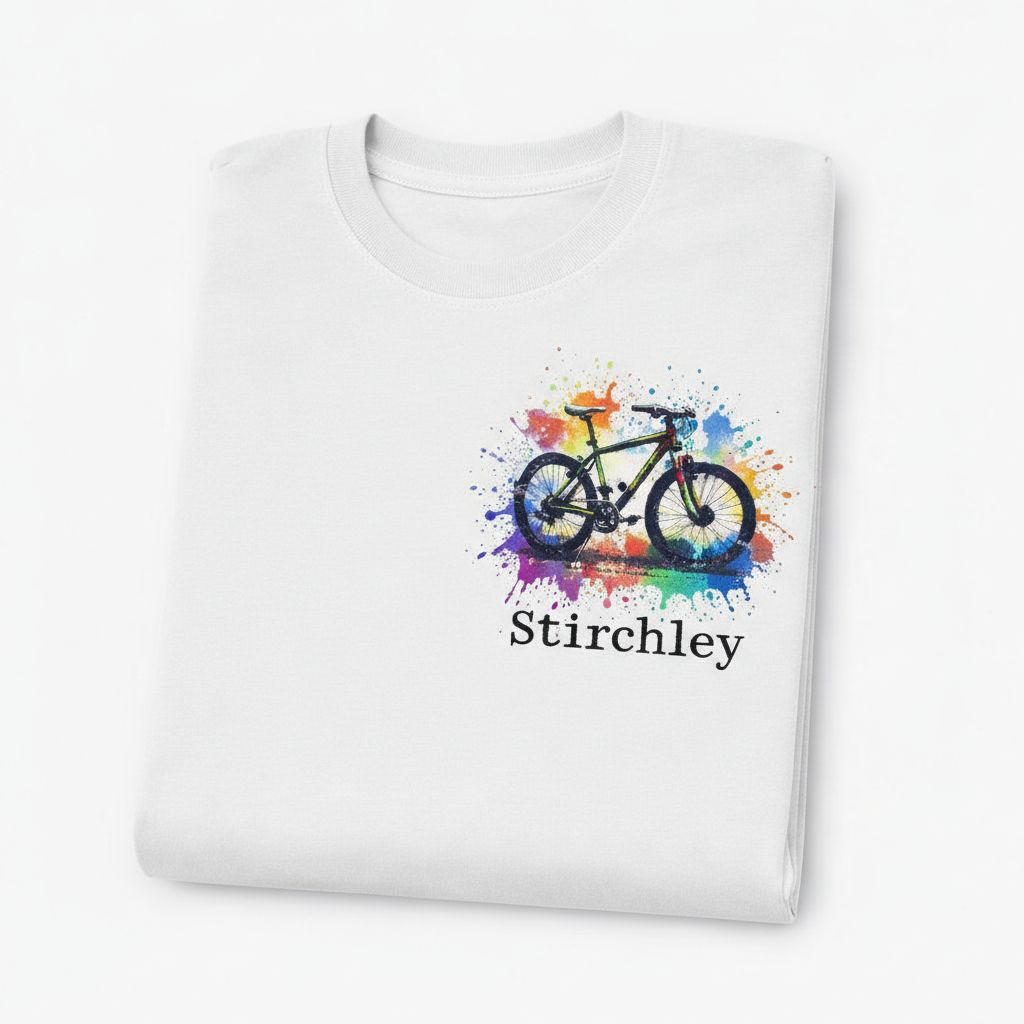 Stirchley - T-Shirt - Colour Splash Design - Bicycle