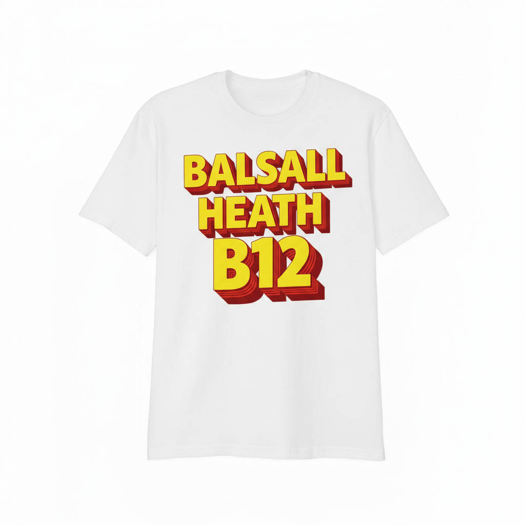 Balsall Heath - T-Shirt - Bold 3D Type Design
