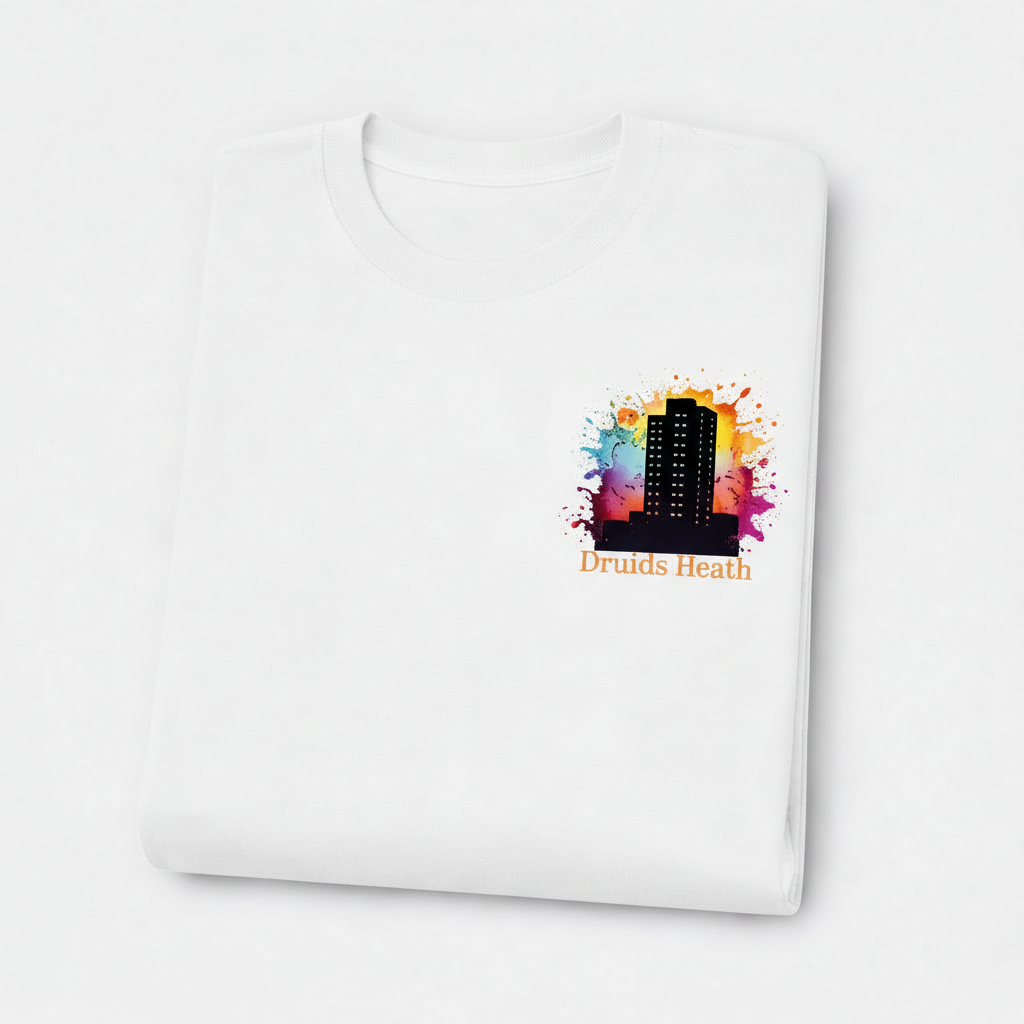 Druids Heath - T-Shirt - Colour Splash Design - Tower Block