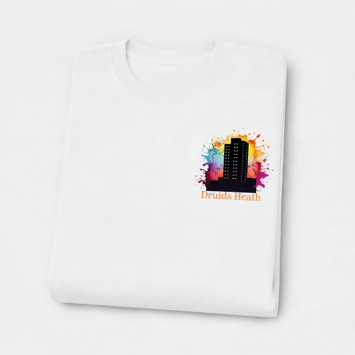 Druids Heath - T-Shirt - Colour Splash Design - Tower Block