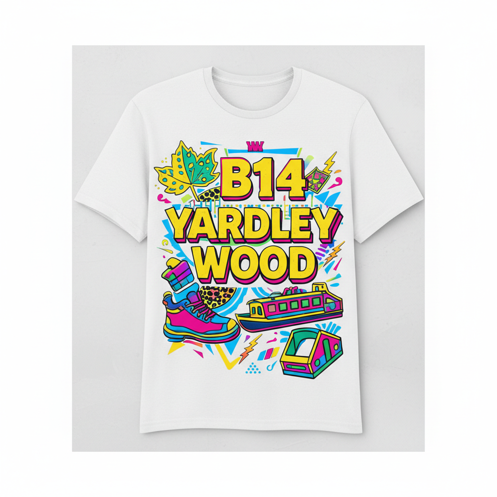 Yardley Wood - T-Shirt - Playful Neon Vibe Design