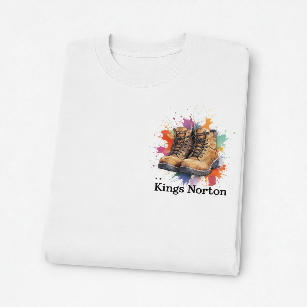 Kings Norton - T-Shirt - Colour Splash Design - Hiking Boots