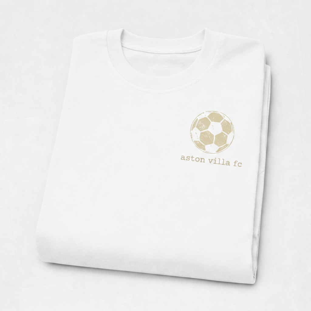 Aston Villa Fan Gift T-Shirt - Black Cotton Vintage Football Design with Minimalist Style