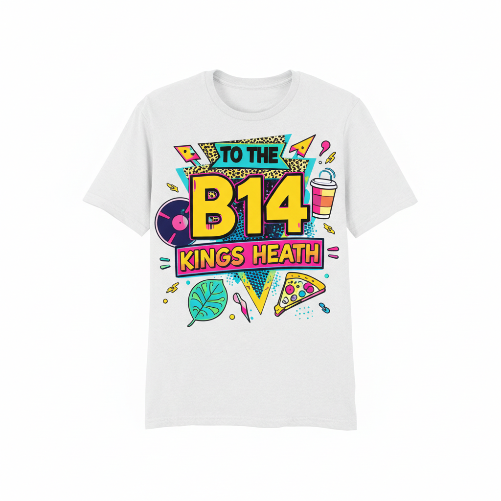 Kings Heath - T-Shirt - Playful Neon Vibe Design