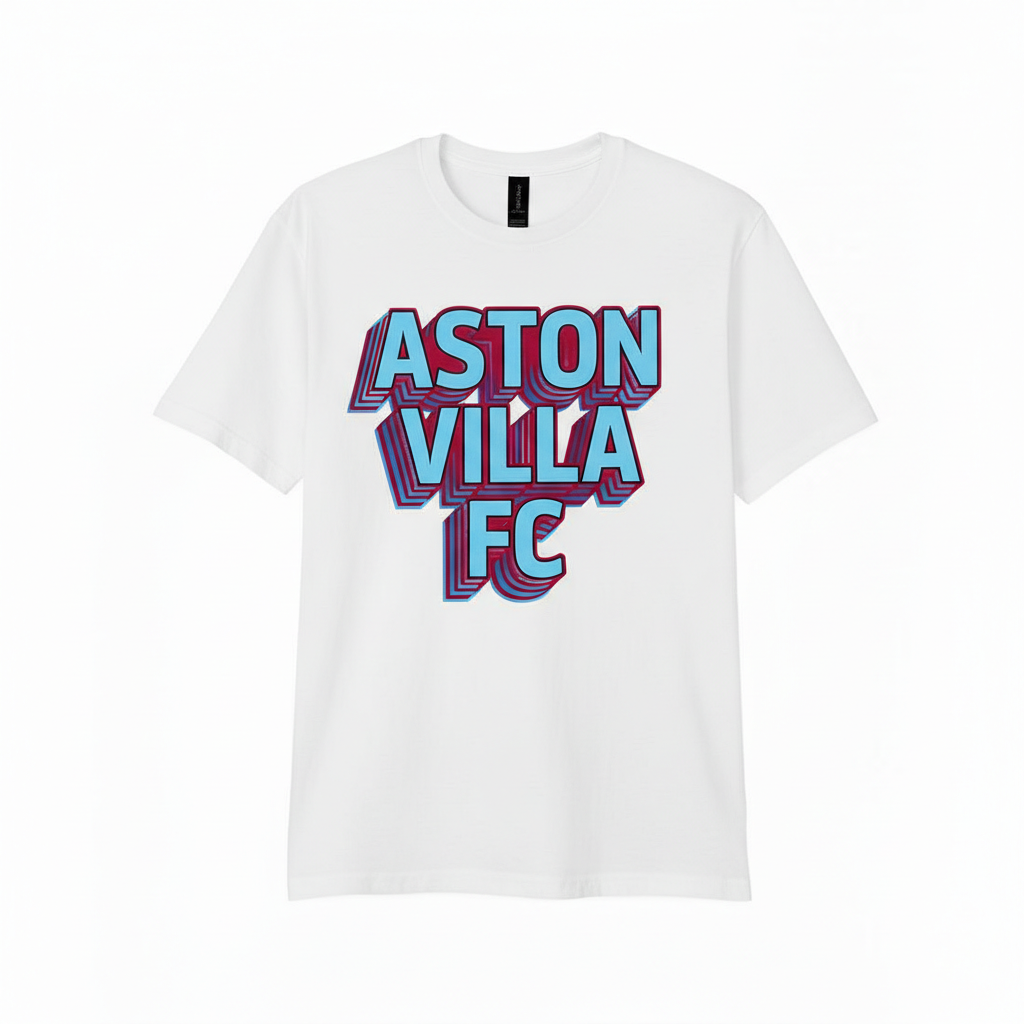 Charcoal Cotton T-Shirt Gift - Unique Aston Villa Supporter Apparel with Modern 3D Design