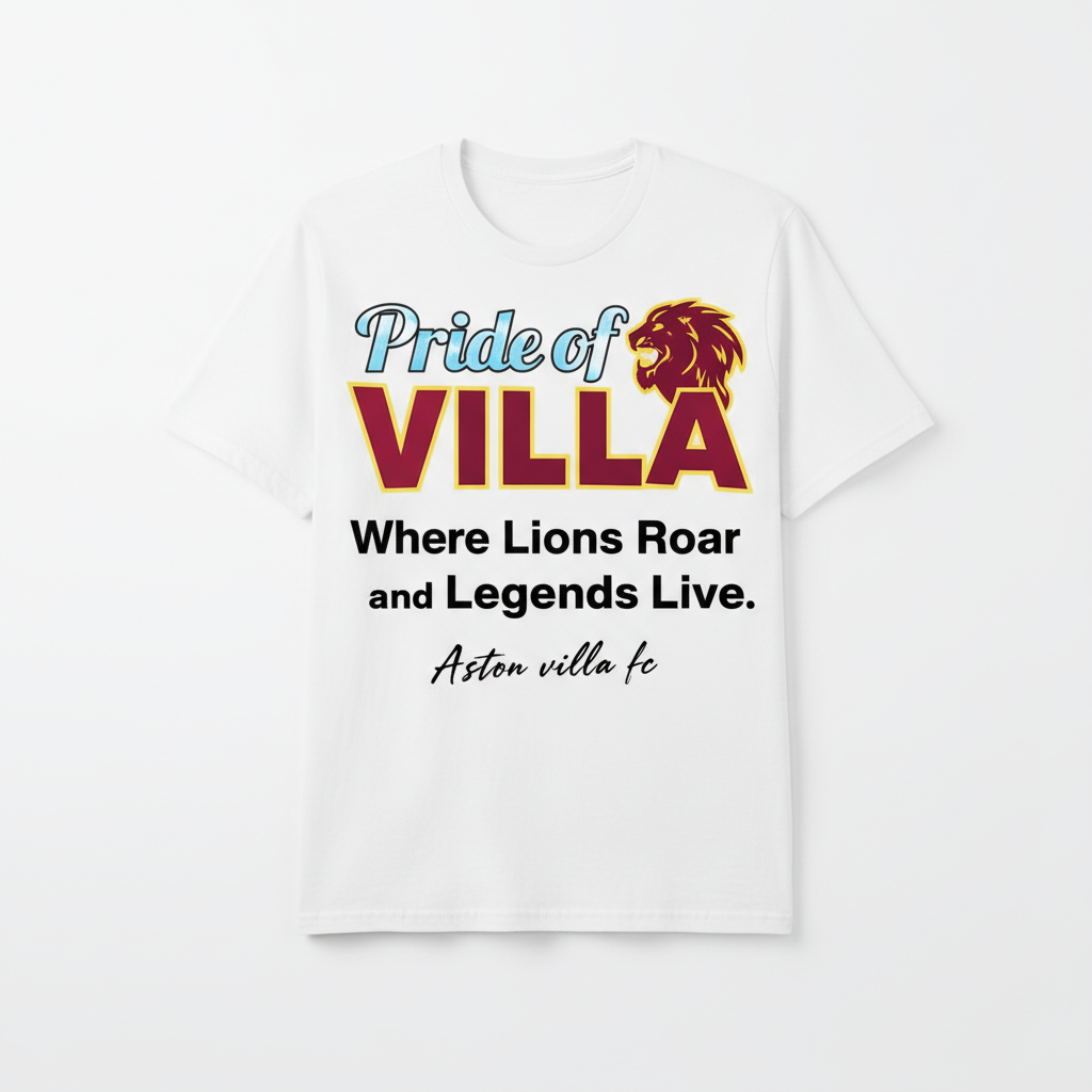 Aston Villa FC Cotton T-Shirt Gift - Pride of VILLA Lionheart Legacy Design for Football Fans
