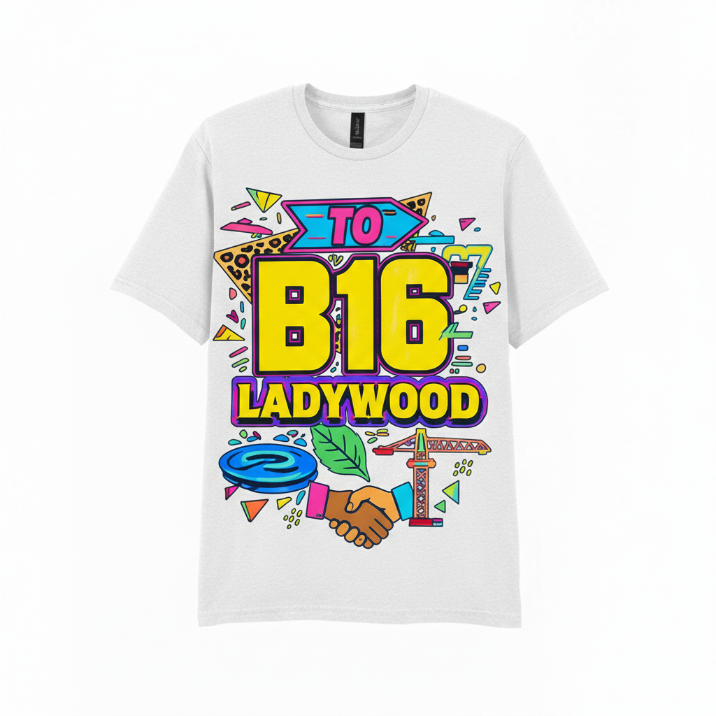 Ladywood - T-Shirt - Playful Neon Vibe Design