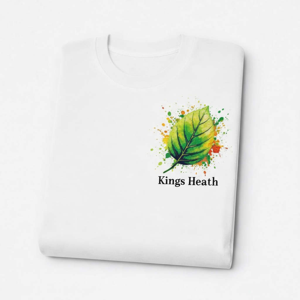 Kings Heath - T-Shirt - Colour Splash Design - Leaf