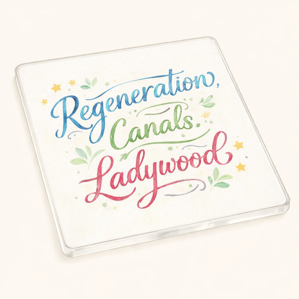 Ladywood - Coaster - Soft Watercolours - Word Stack