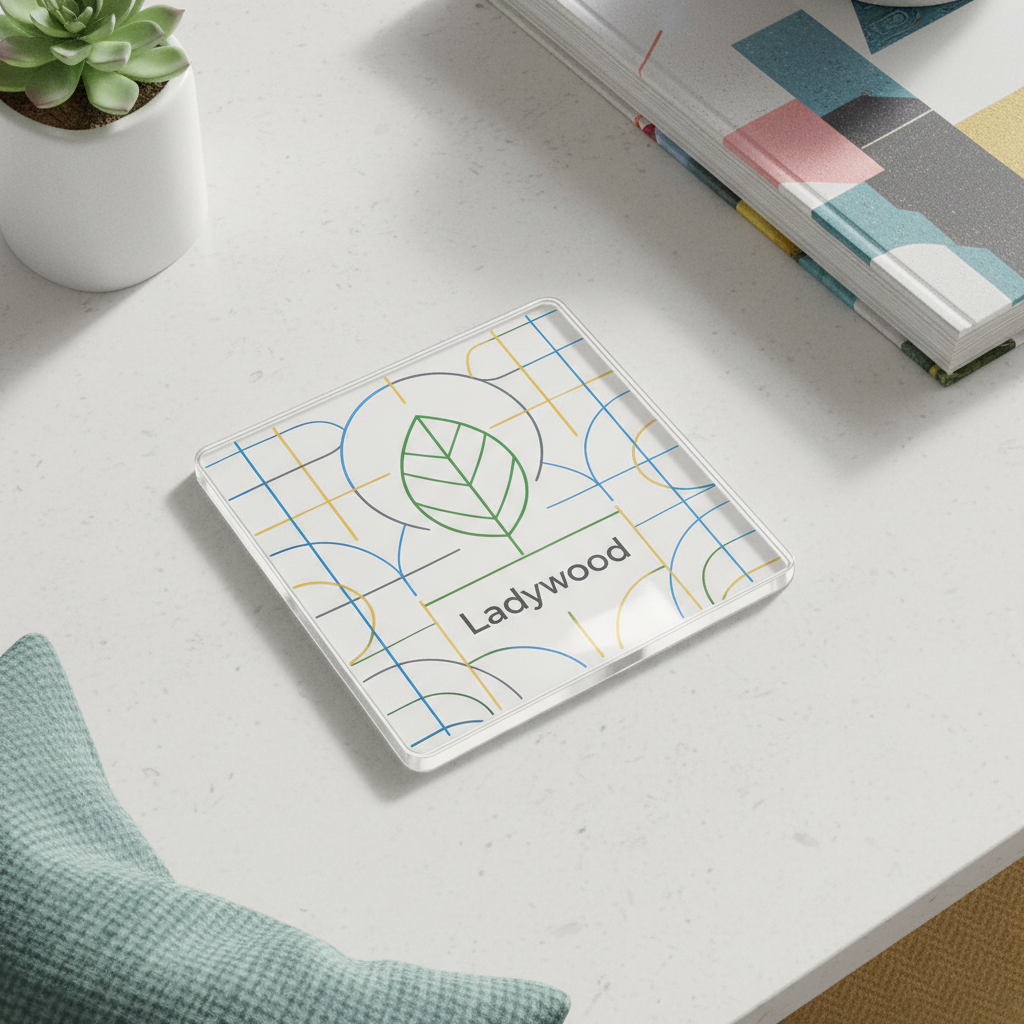 Ladywood - Coaster - Geometric Lines - Leaf