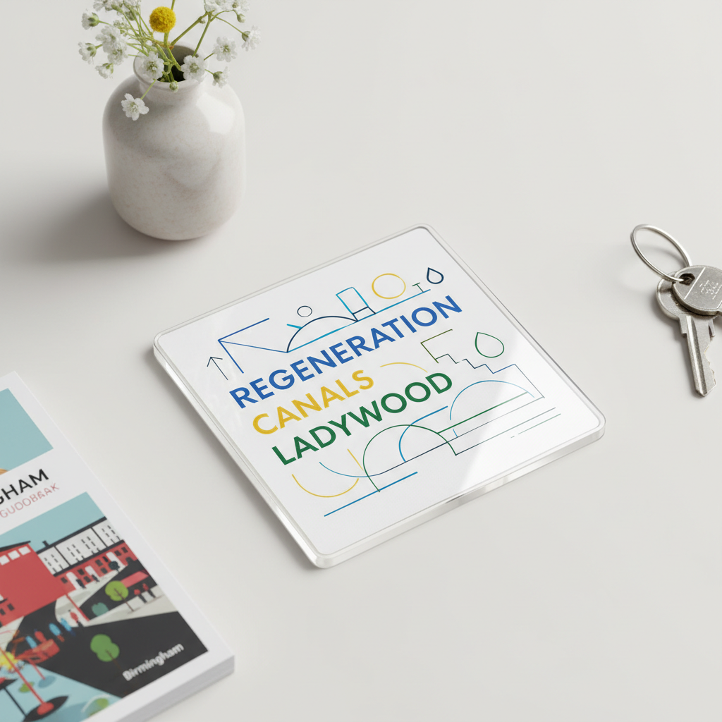 Ladywood - Coaster - Geometric Lines - Word Stack