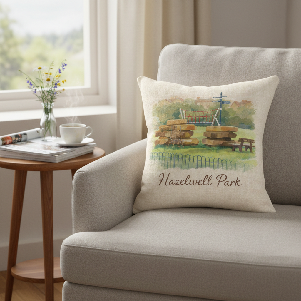 Stirchley - Cushion - Stylised Painting Design - Hazelwell Park