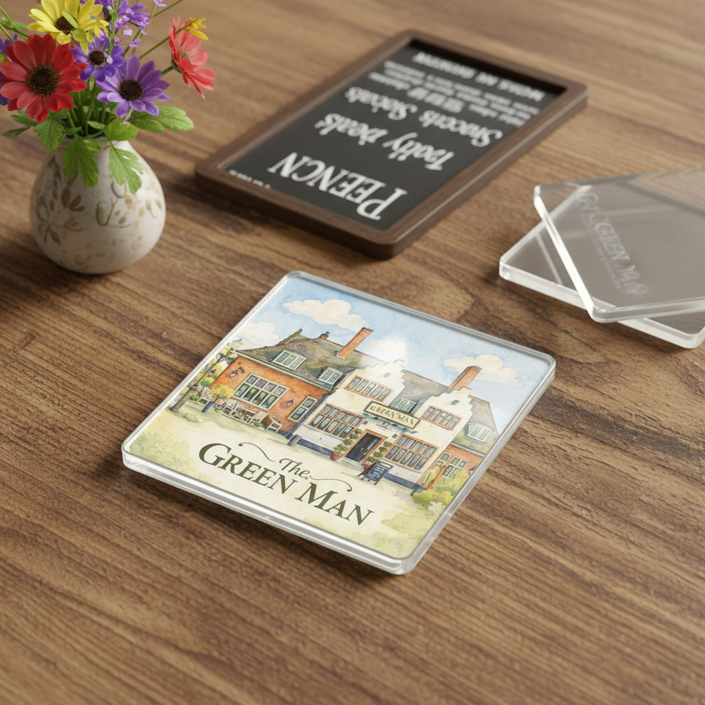 Harborne - Coaster - Soft Watercolours - The Green Man Pub