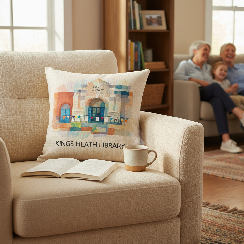 Kings Heath - Cushion - Vibrant Geometry Design - Kings Heath Library