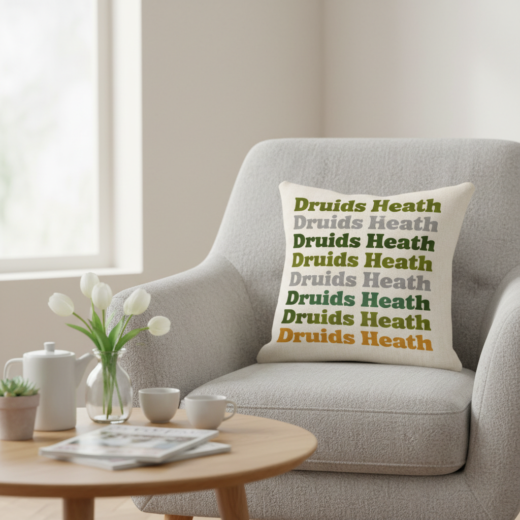 Druids Heath - Cushion - Retro Typography Design