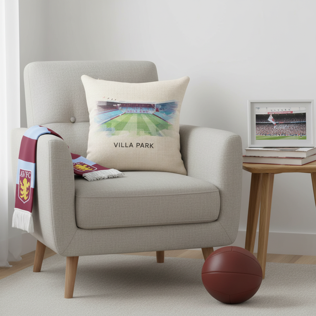 Linen Effect Cushion Cover Gift - Birmingham Stadium Splash Design - Personalised Football Fan Gift