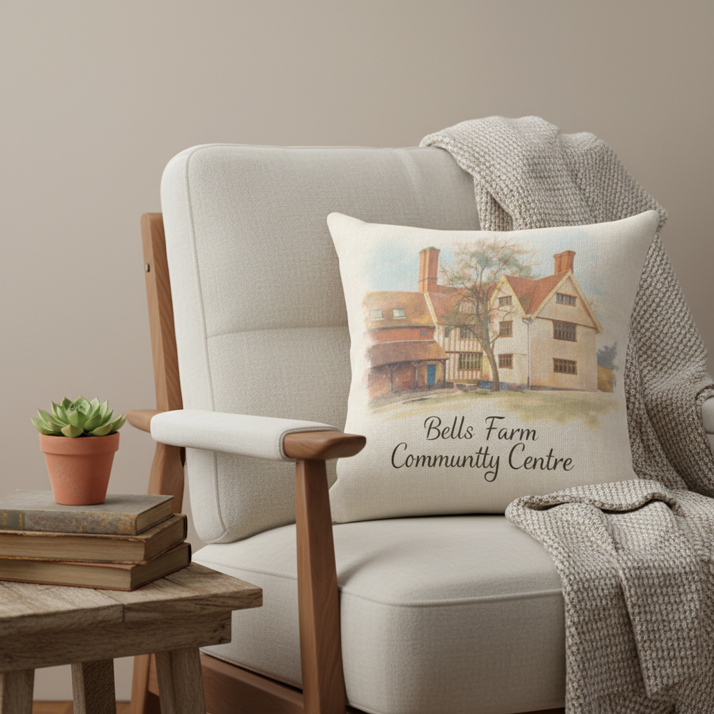 Druids Heath - Cushion - Stylised Painting Design - Bells Farm Community Centre