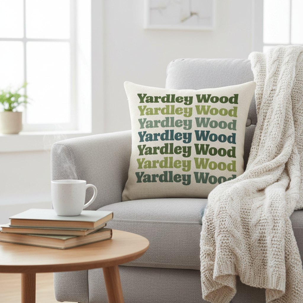 Yardley Wood - Cushion - Retro Typography Design