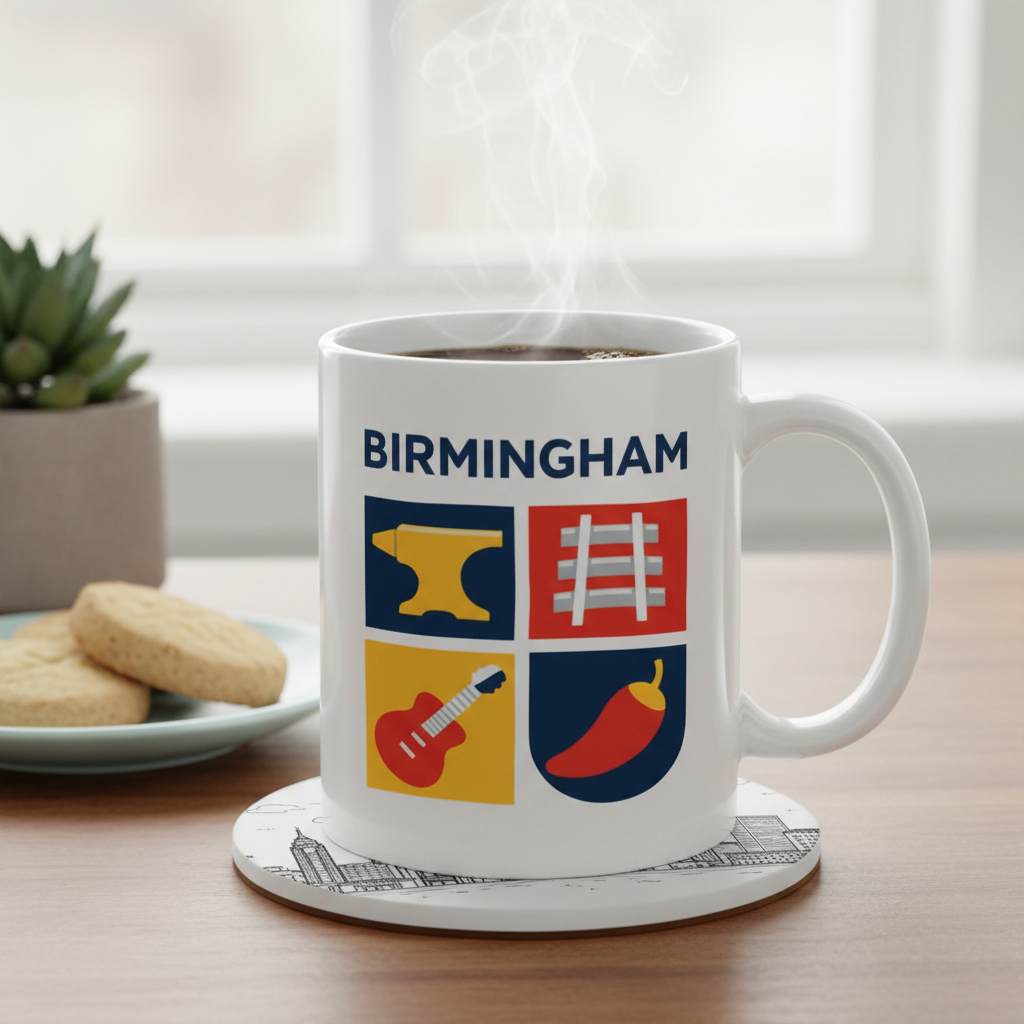 Birmingham - Mug - Geometric Grid Design City Icons