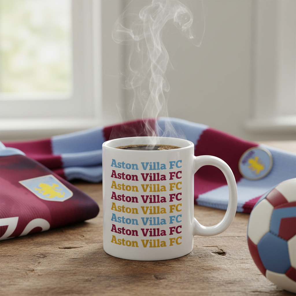 Aston Villa Ceramic Mug Gift - 11oz White Coffee Cup with Bold Team Spirit Design for Football Fans