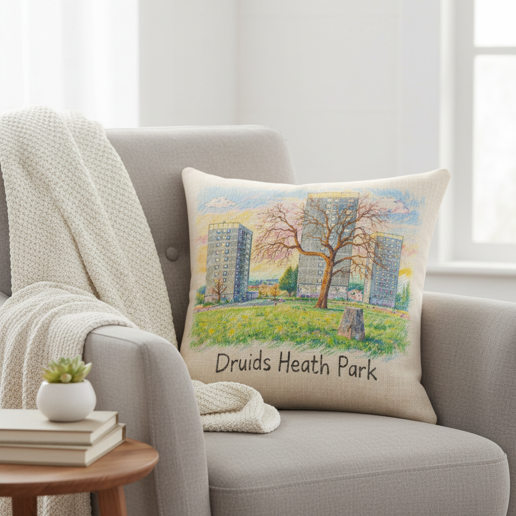 Druids Heath - Cushion - Artistic Illustration Design - Druids Heath Park