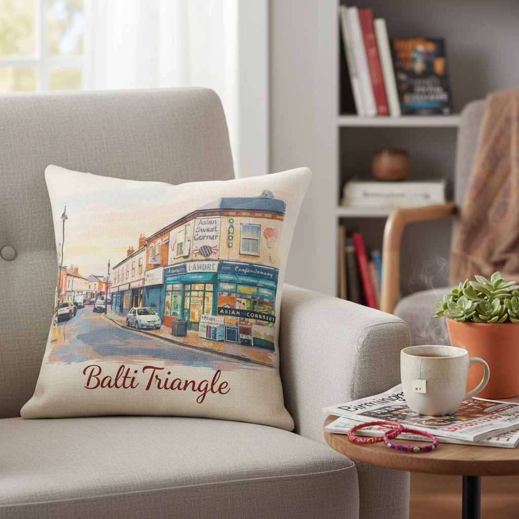 Balsall Heath - Cushion - Stylised Painting Design - Balti Triangle