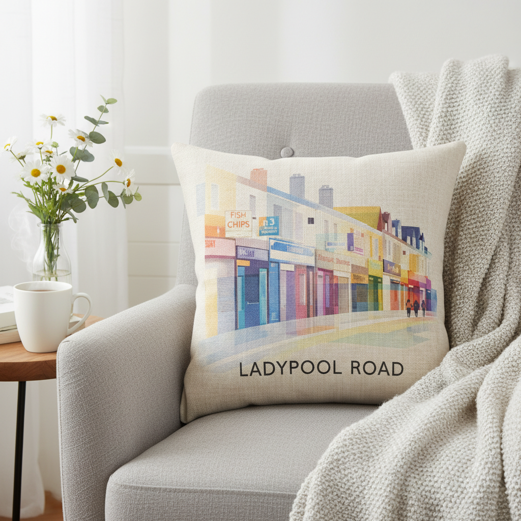 Balsall Heath - Cushion - Vibrant Geometry Design - Ladypool Road