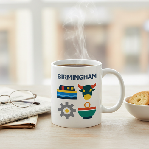 Birmingham - Mug - Geometric Grid Design Modern Icons