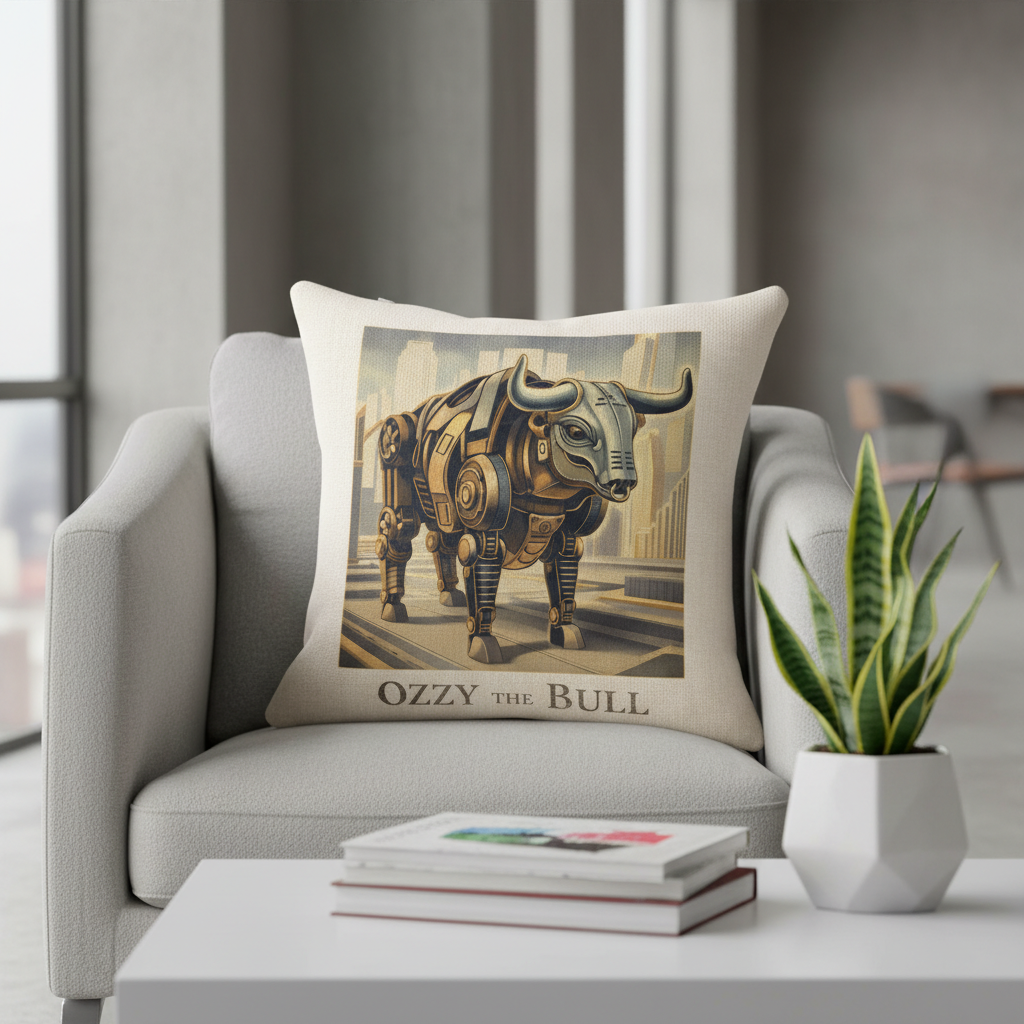 Urban Bullscape Linen Effect Cushion Cover Gift - Striking Birmingham Design Decor for Home Enthusiasts