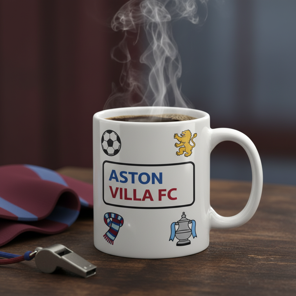 Unique 11oz Ceramic Mug Gift for Aston Villa Enthusiasts - Lionheart Legacy Football Fan Present