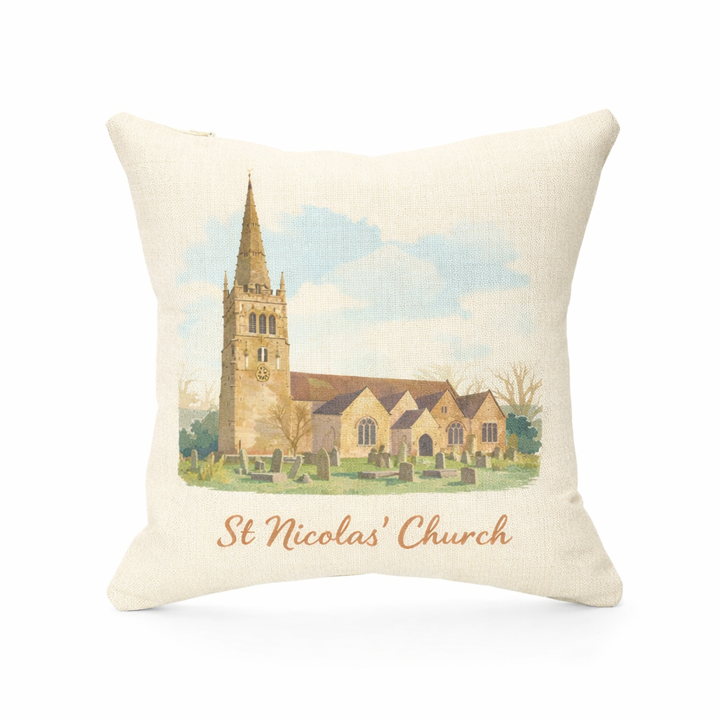Kings Norton - Cushion - Stylised Painting Design - St Nicolas Church