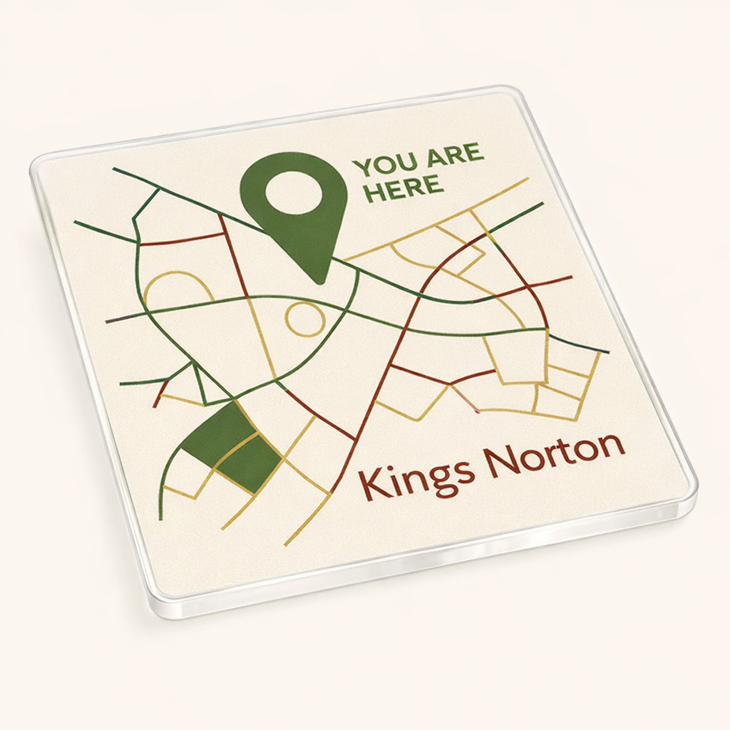 Kings Norton - Coaster - Geometric Lines - Location Pin