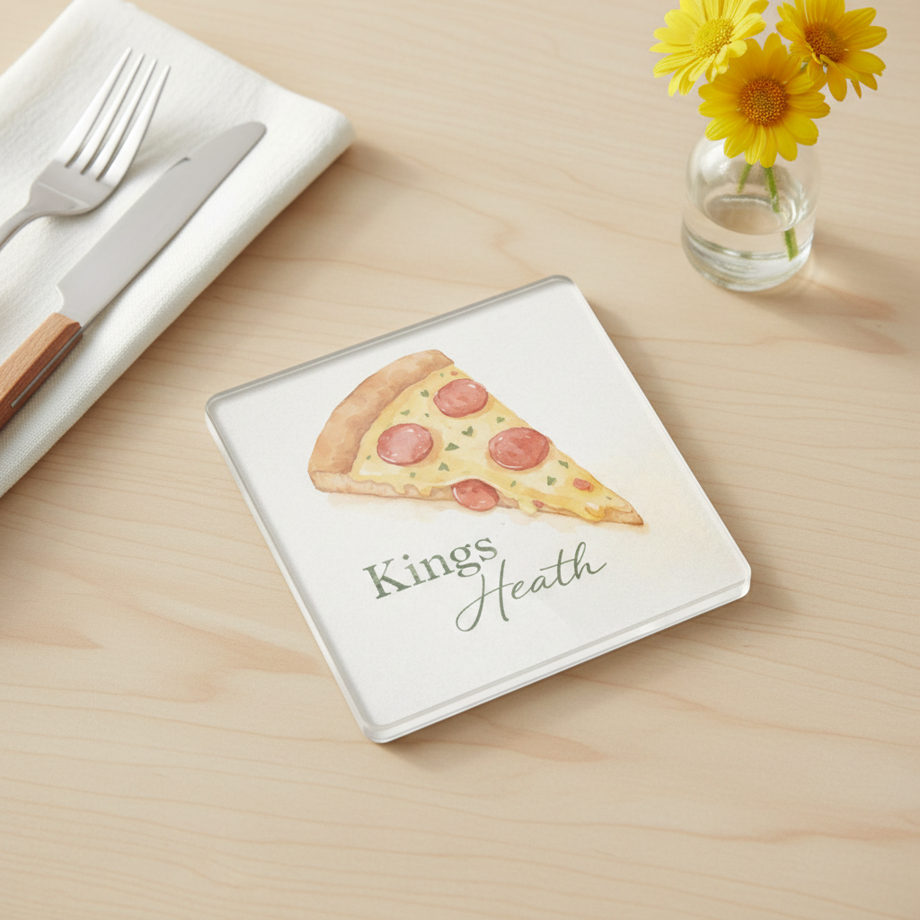 Kings Heath - Coaster - Soft Watercolours - Pizza Slice